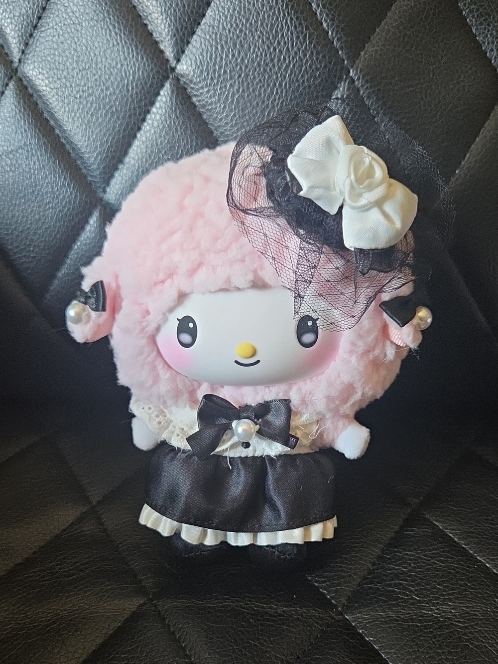 My Sweet Piano, Sanrio Plush in Pink Hood with Black Lace Dress